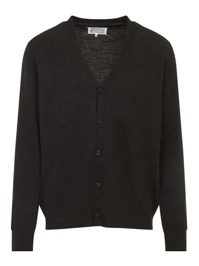 Maison Margiela Wool Cardigan In Brown