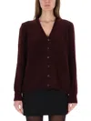 Maison Margiela Cardigan With Button Front In Burgundy