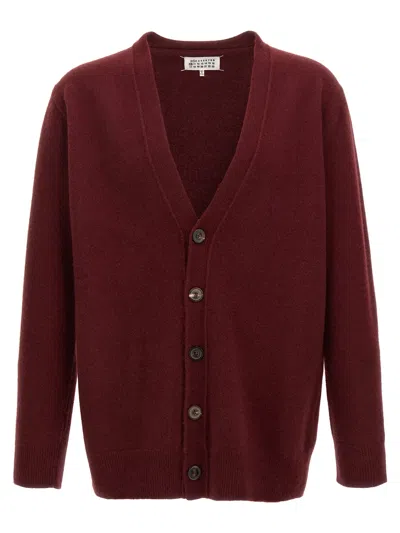 Maison Margiela Wool Cardigan In Burgundy