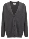 Maison Margiela Wool Cardigan With Four-stitched Logo In Gray