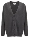 Maison Margiela Wool Cardigan With Four-stitched Logo In Gray