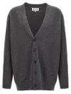 Maison Margiela Wool Cardigan With Four-stitched Logo In Gray
