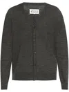 Maison Margiela Elbow-patch Fine-knit Cardigan In Grey