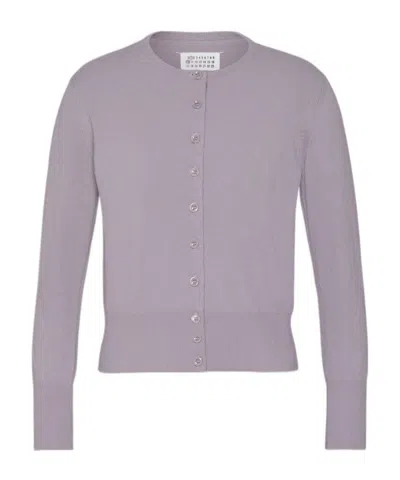Maison Margiela Wool Cardigan In Lilac