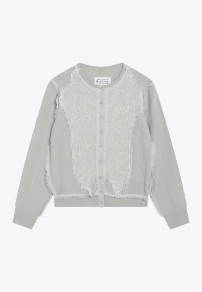 MAISON MARGIELA WOOL CARDIGAN WITH EMBROIDERED-INSERTS