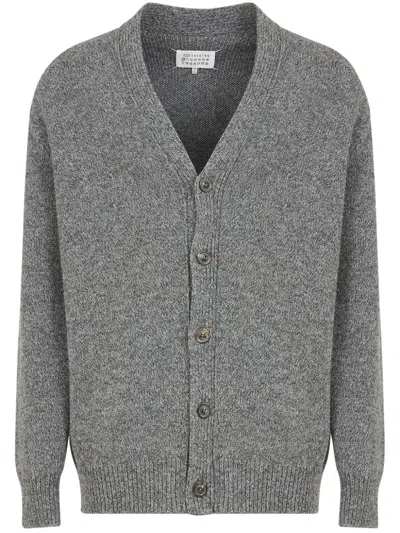 Maison Margiela Wool Cardigan With V-neck And Button Front Closure In 001f