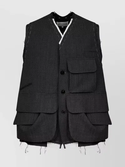 Maison Margiela Cargo Wool Vest In Grey