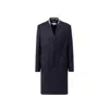 Maison Margiela Wool Cavalry Coat With Concealed Button Closure In Blue