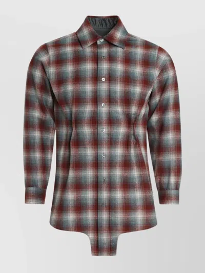 Maison Margiela Wool Checked Shirt In Red