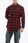 Maison Margiela Wool Chekered Shirt With Gathered Details In Red