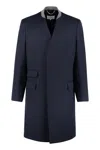 Maison Margiela Wool Cavalry Coat With Concealed Button Closure In Blue