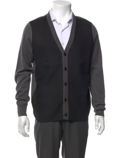 Pre-owned Maison Margiela Wool Colorblock Pattern Cardigan In Black