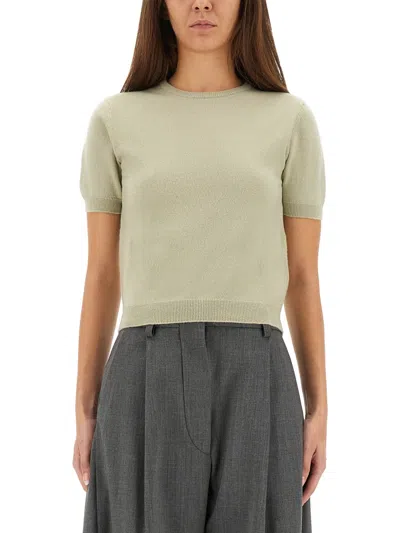 Maison Margiela Wool Crew Neck T Shirt In Green