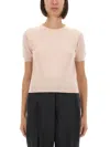Maison Margiela Wool Crew Neck T-shirt In Pink