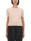 Maison Margiela Short Sleeve Crew Neck Top With Soft Texture In Pink