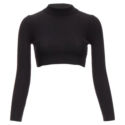 Maison Margiela Wool Crew Ribbed Sock Knitcrop Top In Black