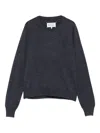 Maison Margiela Lightweight Wool Crewneck Long Sleeve Sweater In Black