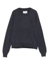 Maison Margiela Lightweight Wool Crewneck Long Sleeve Sweater In Blue