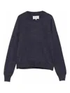 Maison Margiela Lightweight Wool Crewneck Long Sleeve Sweater In Blue