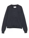 Maison Margiela Lightweight Wool Crewneck Long Sleeve Sweater In Gray