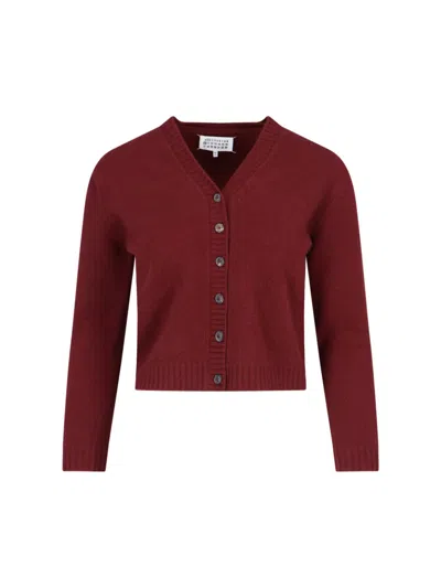 Maison Margiela Wool Cropped Cardigan In Red