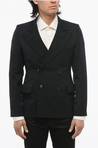 Maison Margiela Wool Double-breasted Blazer With Flap Pockets In Black
