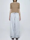 Maison Margiela Wool Half-sleeved Sweater In Beige