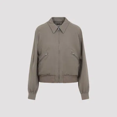 Maison Margiela Wool Jacket Zip Pockets Ribbed Hem Collar In Gray