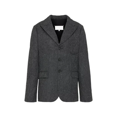 Maison Margiela Wool Jacket Woman Dark Grey In Multi