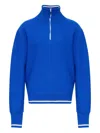 Maison Margiela Wool Sweater Man Bright Blue And Off White In Blue