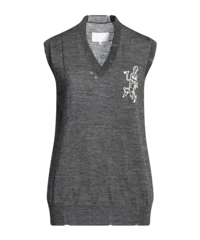 Maison Margiela Wool Knit Vest In Gray