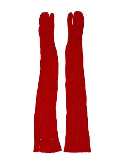 Pre-owned Maison Margiela Wool Knit Winter Gloves In Red