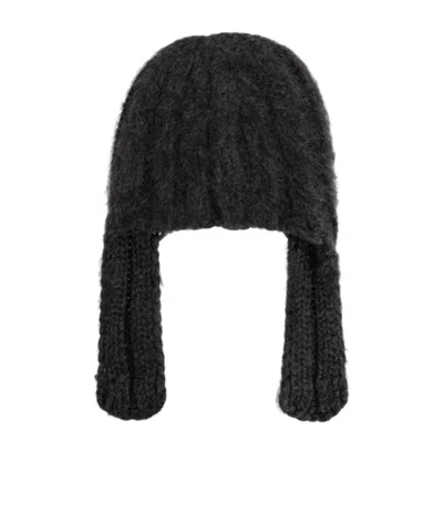 Maison Margiela Cable-knit Beanie Hat In Gray