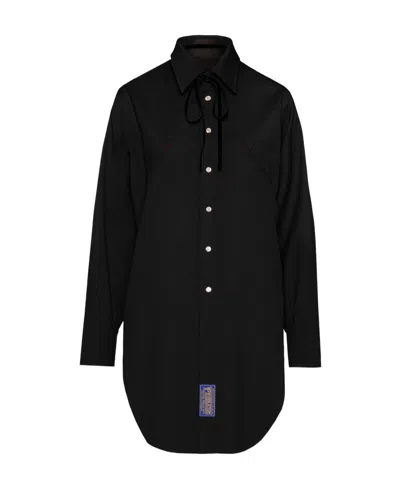 Maison Margiela Wool Long Shirt In Black