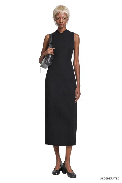 Maison Margiela Wool Midi Dress In Black