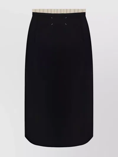 Maison Margiela Wool Midi Skirt Front Pocket In Black