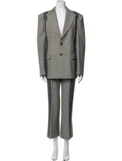 Pre-owned Maison Margiela Wool Plaid Print Pantsuit In Green