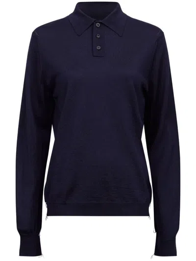 Maison Margiela Wool Polo In Blue