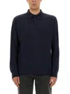 Maison Margiela Knitwear With Buttoned Collar And Elbow Patches In Blue