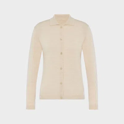 Maison Margiela Wool Polo Cardigan Woman Pink Beige In Neutral
