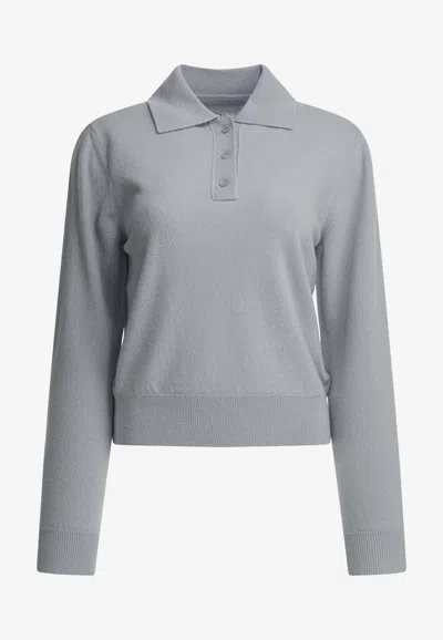 Maison Margiela Wool Polo Knit Sweater In Gray