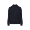 Maison Margiela Knitwear With Buttoned Collar And Elbow Patches In Blue