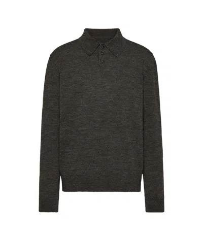Maison Margiela Wool Polo Shirt In Black