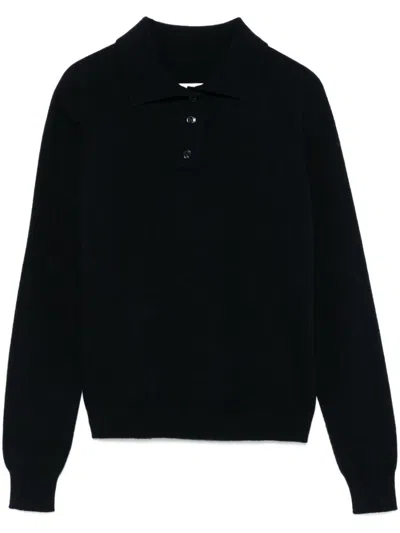Maison Margiela Wool Polo Shirt In Black