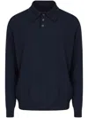 Maison Margiela Knitwear With Buttoned Collar And Elbow Patches In Blue