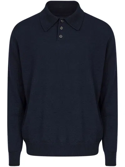 Maison Margiela Wool Polo Shirt In Blue