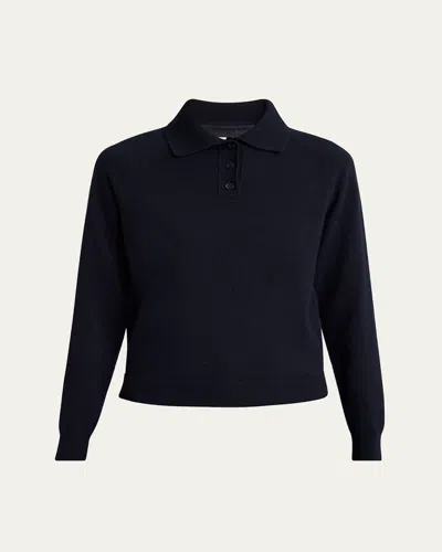 Maison Margiela Wool Polo Shirt In Navyblue