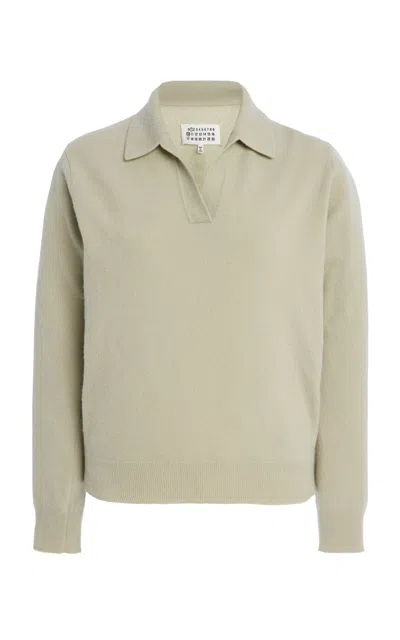 Maison Margiela Wool Polo Sweater In Green