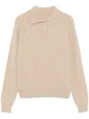 Maison Margiela Wool Polo Top In Neutrals