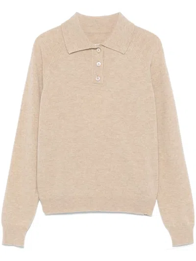 Maison Margiela Wool Polo Top In Neutrals